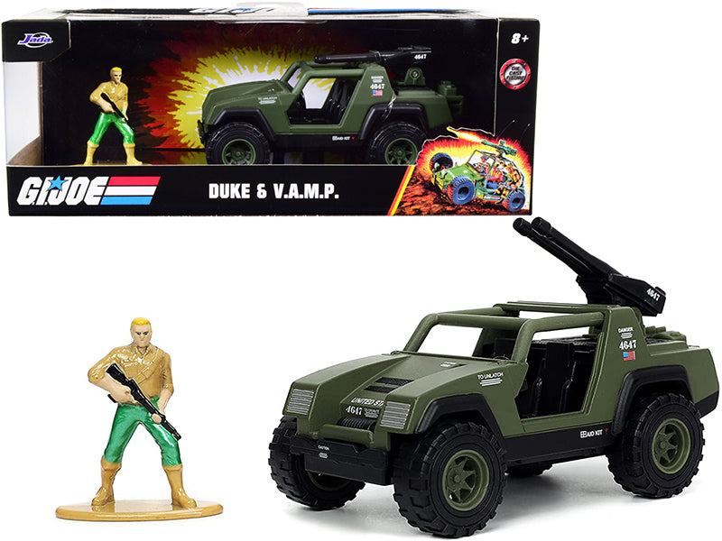 V.A.M.P. Olive Green and Duke Diecast Figurine "G.I. Joe" "Hollywood Rides" Series 1/32 Diecast Model Car by Jada