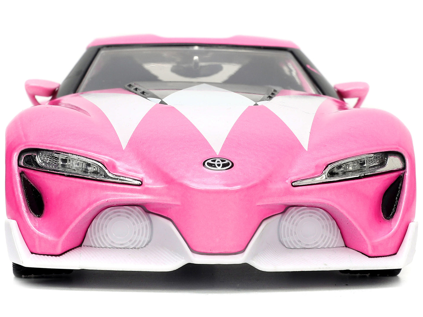 Toyota FT-1 Concept Pink Metallic and Pink Ranger Diecast Figurine "Power Rangers" "Hollywood Rides" Series 1/24 Diecast Model Car by Jada