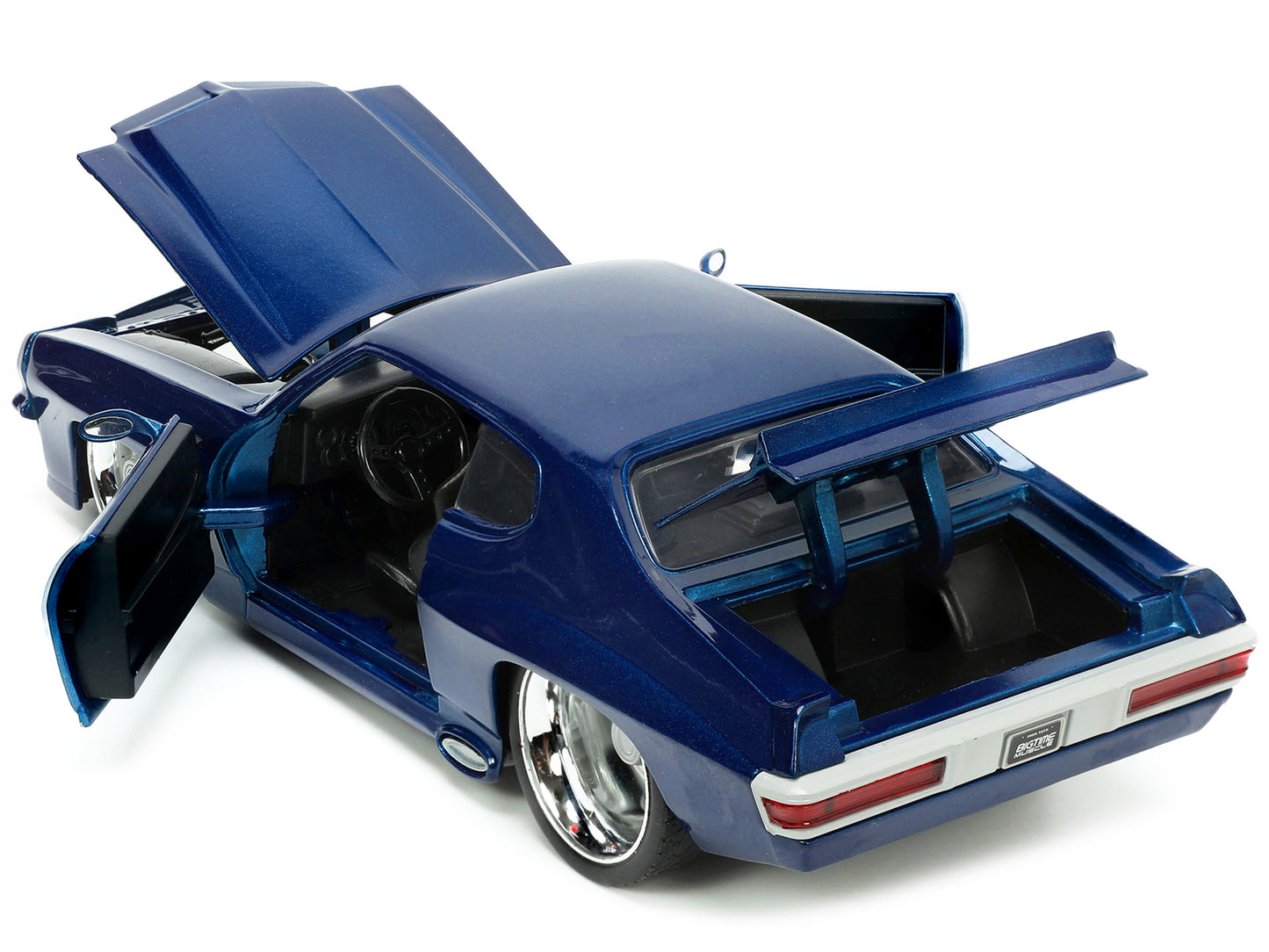 1971 Pontiac GTO Dark Blue Metallic "Bigtime Muscle" Series 1/24 Diecast Model Car by Jada