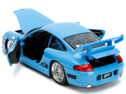 Porsche 911 GT3 RS Light Blue with Black Accents "Fast & Furious" Movie 1/24 Diecast Model Car by Jada