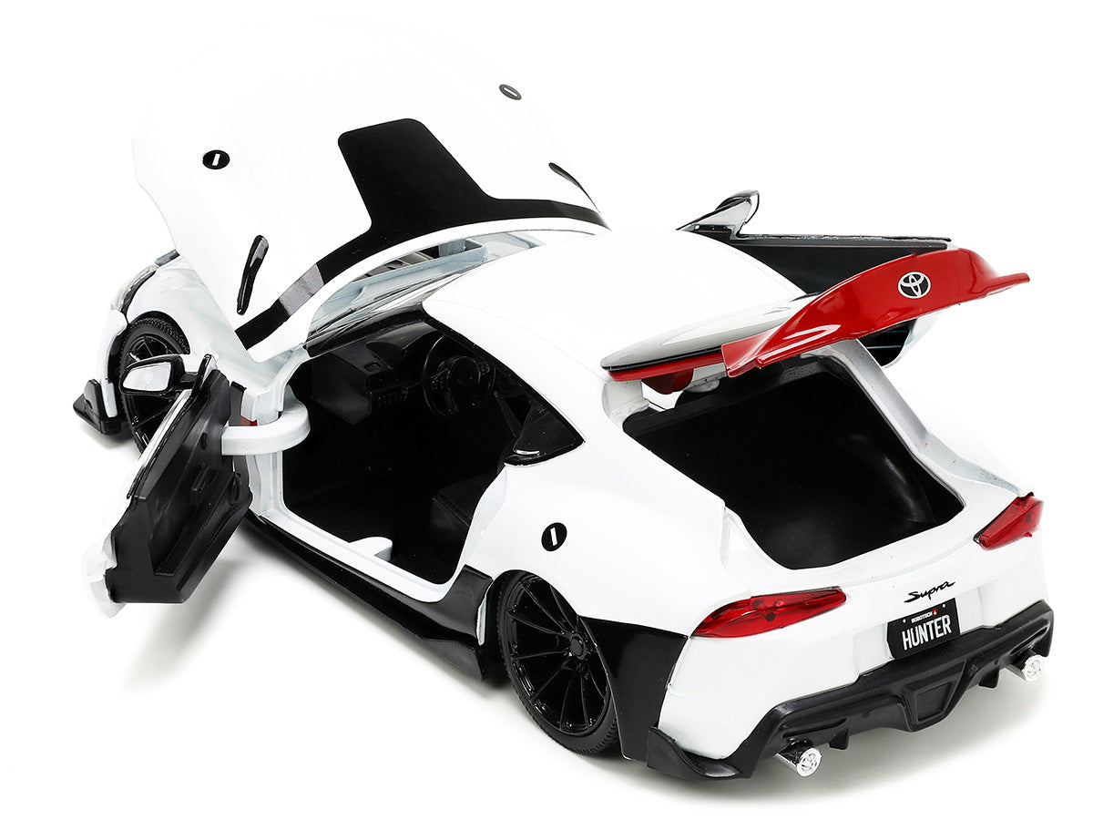 2020 Toyota Supra White and Rick Hunter Diecast Figurine "Robotech" "Hollywood Rides" Series 1/24 Diecast Model Car by Jada