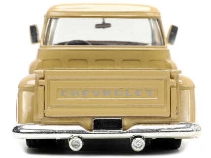 1955 Chevrolet Stepside Pickup Truck Tan with White and Silver Flames with Extra Wheels "Just Trucks" Series 1/24 Diecast Model Car by Jada