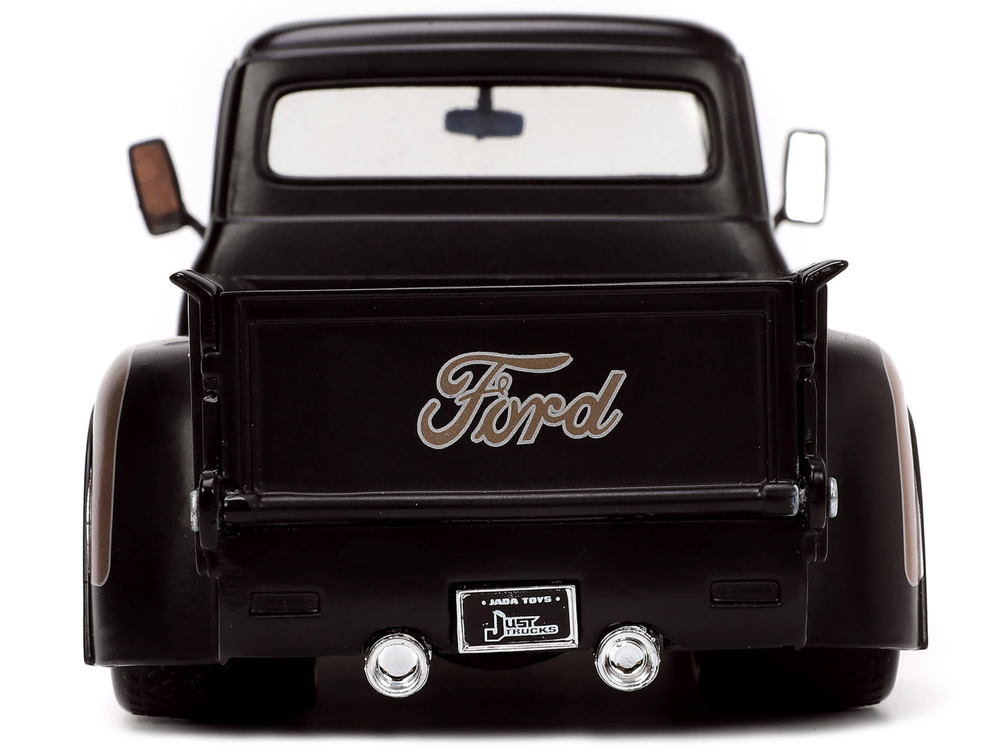 1956 Ford F-100 Pickup Truck Matt Black and Champagne with Flames with Extra Wheels "Just Trucks" Series 1/24 Diecast Model Car by Jada