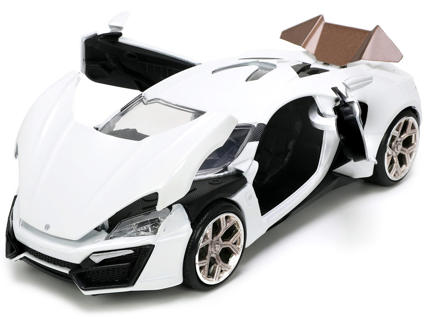 Lykan Hypersport White with Bronze Metallic Rear Spoiler "HKS" "Hyper-Spec" Series 1/24 Diecast Model Car by Jada