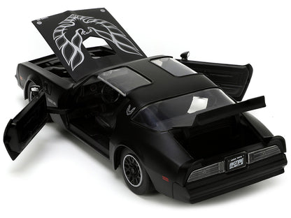 1977 Pontiac Firebird T/A Trans Am Matt Black with Bird Graphic on Hood "Bigtime Muscle" Series 1/24 Diecast Model Car by Jada