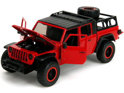 2020 Jeep Gladiator Rubicon Pickup Truck Red with Black Top and Extra Wheels "Just Trucks" Series 1/24 Diecast Model Car by Jada