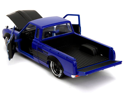 1972 Datsun 620 Pickup Truck #72 Blue Metallic with Black Stripes and Hood "Toyo Tires" with Extra Wheels "Just Trucks" Series 1/24 Diecast Model Car by Jada