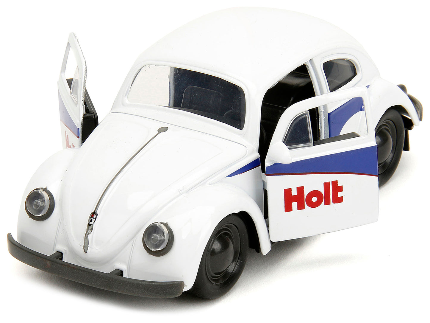 1959 Volkswagen Beetle "Holt" White with Blue Graphics and Boxing Gloves Accessory "Punch Buggy" Series 1/32 Diecast Model Car by Jada