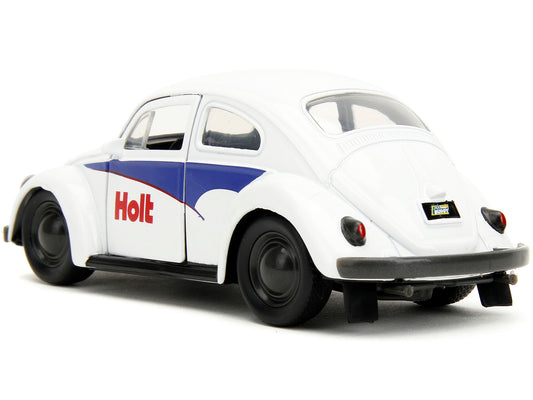 1959 Volkswagen Beetle "Holt" White with Blue Graphics and Boxing Gloves Accessory "Punch Buggy" Series 1/32 Diecast Model Car by Jada