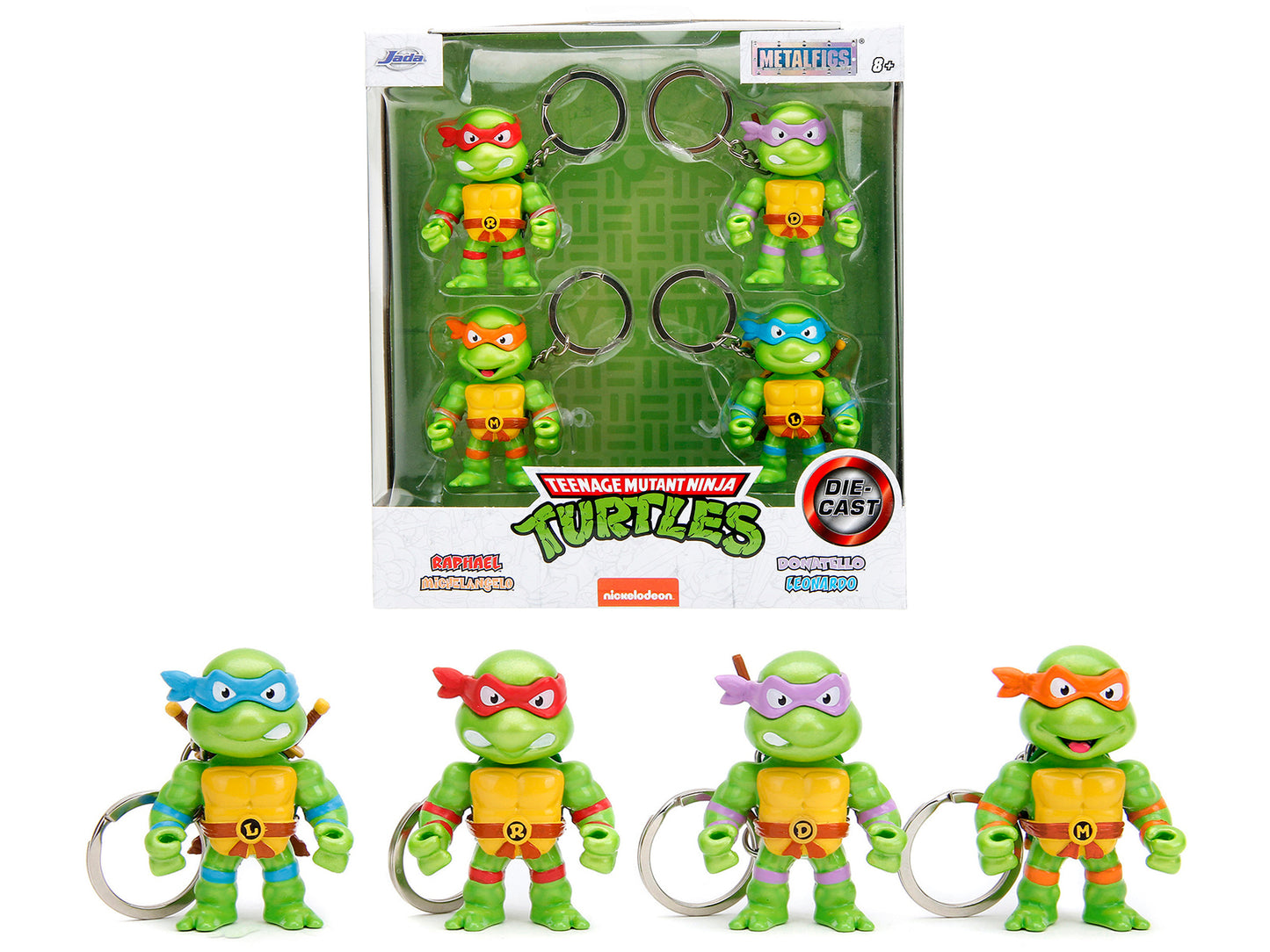 Set of 4 Diecast Figure Key Chains "Teenage Mutant Ninja Turtles" TV Series "Metalfigs" Series Diecast Models by Jada