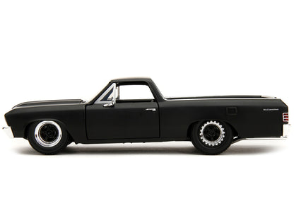 1967 Chevrolet El Camino Matt Black "Fast & Furious" Series 1/24 Diecast Model Car by Jada