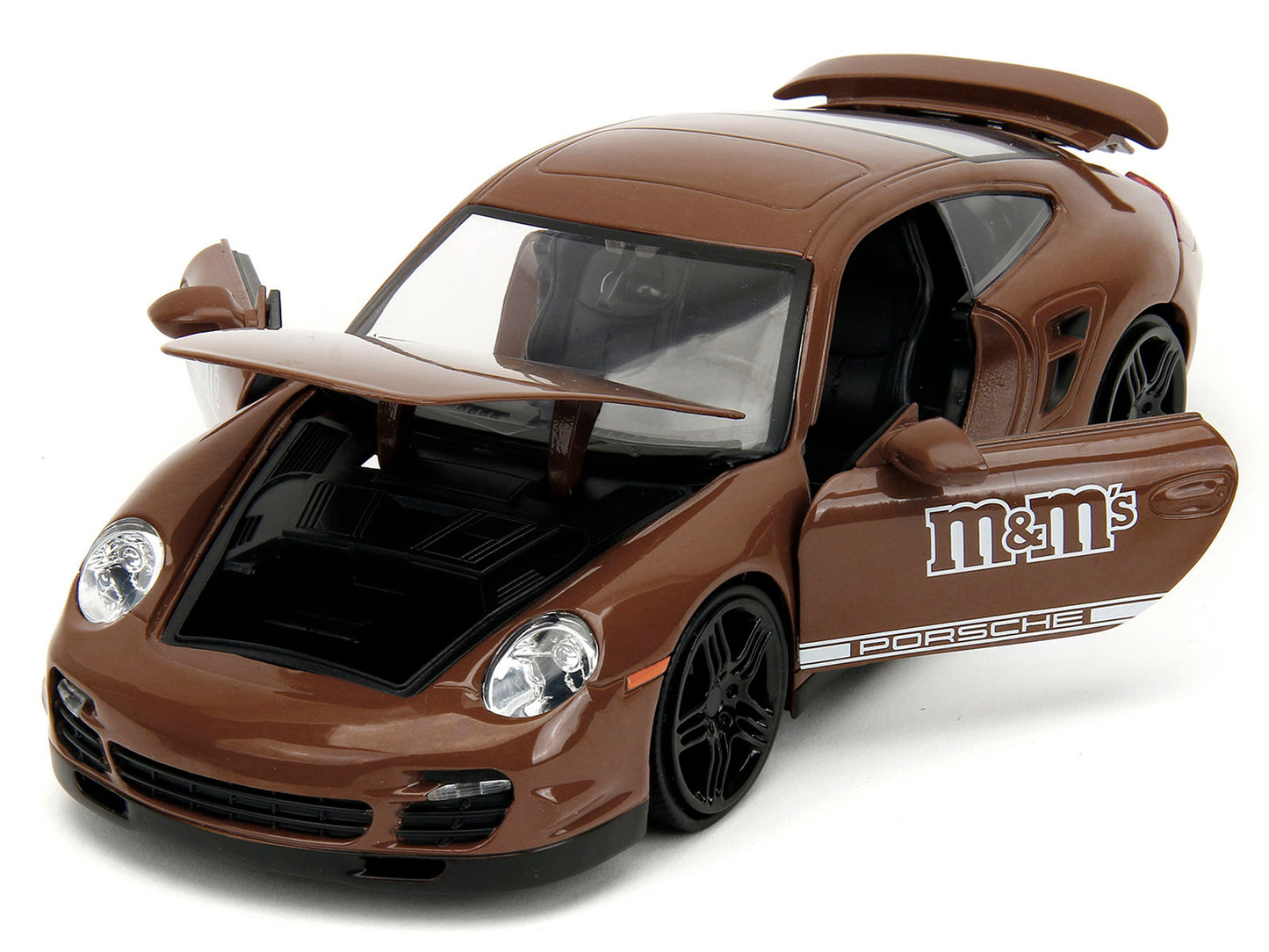 Porsche 911 Turbo Brown and Brown M&M Diecast Figure "M&M's" "Hollywood Rides" Series 1/24 Diecast Model Car by Jada