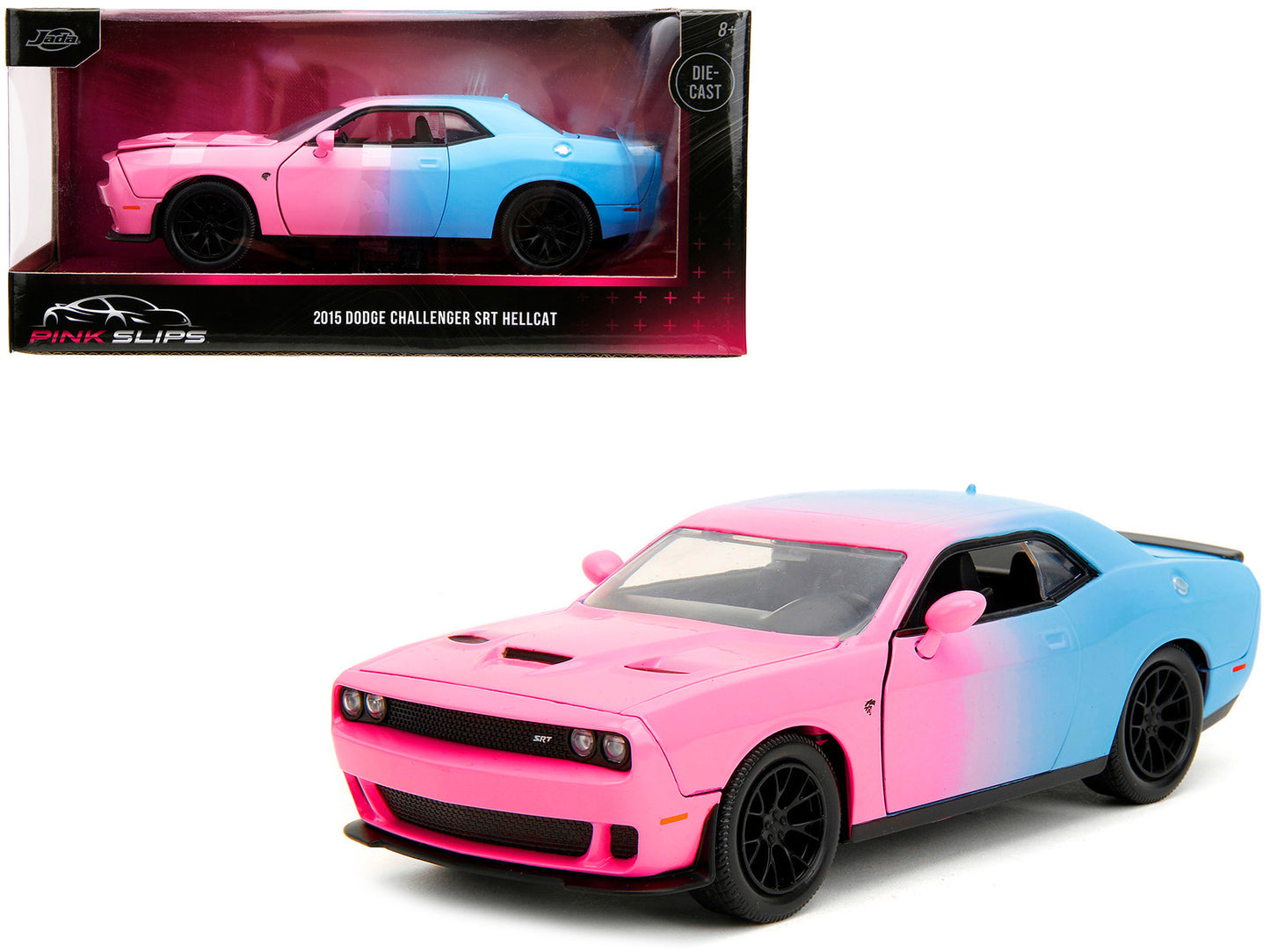 2015 Dodge Challenger SRT Hellcat Pink and Blue "Pink Slips" Series 1/24 Diecast Model Car by Jada