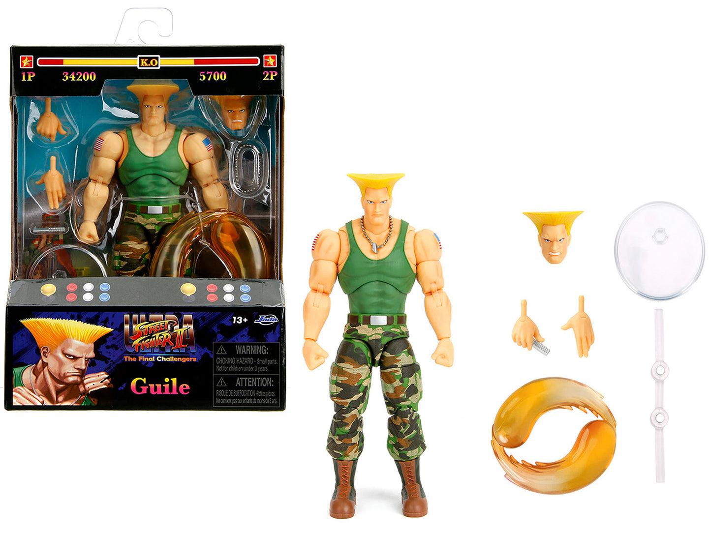 Guile 6" Moveable Figure with Accessories and Alternate Head and Hands "Ultra Street Fighter II: The Final Challengers" (2017) Video Game Model by Jada