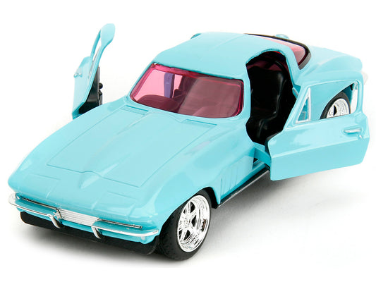 1966 Chevrolet Corvette Light Blue with Pink Tinted Windows "Pink Slips" Series 1/32 Diecast Model Car by Jada