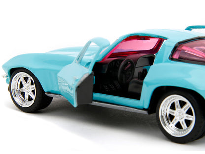 1966 Chevrolet Corvette Light Blue with Pink Tinted Windows "Pink Slips" Series 1/32 Diecast Model Car by Jada