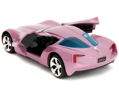 2009 Chevrolet Corvette Stingray Concept Pink Metallic with Blue Tinted Windows "Pink Slips" Series 1/32 Diecast Model Car by Jada