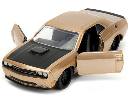 2012 Dodge Challenger SRT8 Gold Metallic with Black Hood "Pink Slips" Series 1/32 Diecast Model Car by Jada