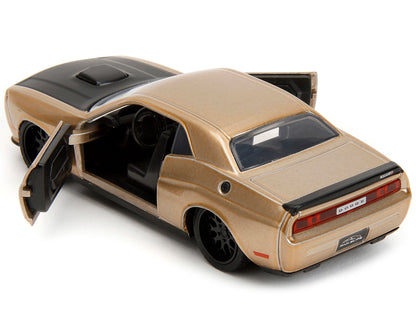 2012 Dodge Challenger SRT8 Gold Metallic with Black Hood "Pink Slips" Series 1/32 Diecast Model Car by Jada