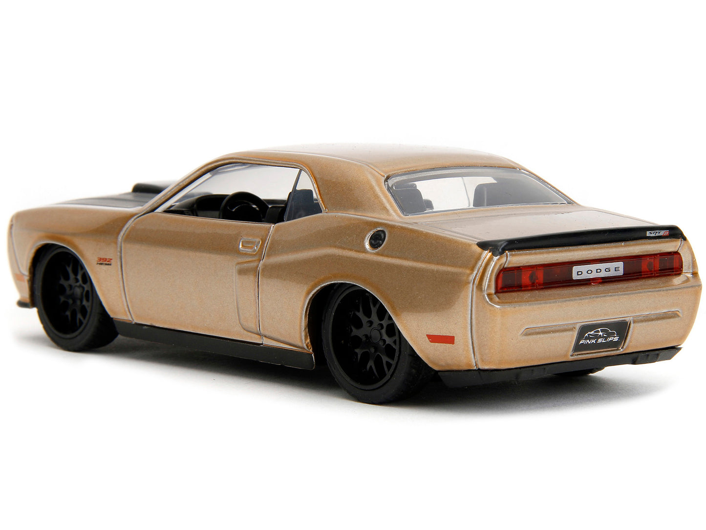 2012 Dodge Challenger SRT8 Gold Metallic with Black Hood "Pink Slips" Series 1/32 Diecast Model Car by Jada