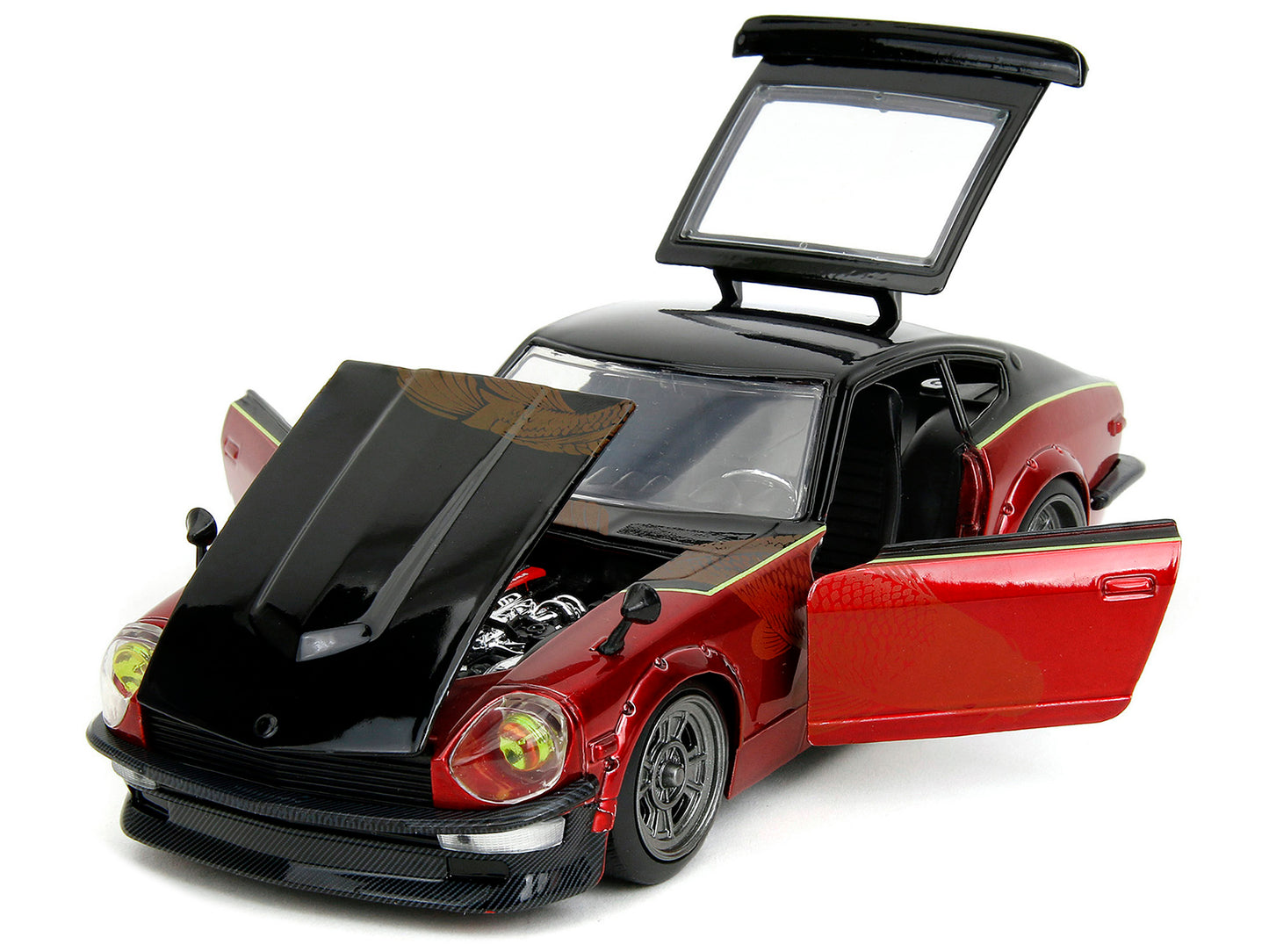 1972 Datsun 240Z Black and Red Metallic with Graphics "Fast X" (2023) Movie "Fast & Furious" Series 1/24 Diecast Model Car by Jada