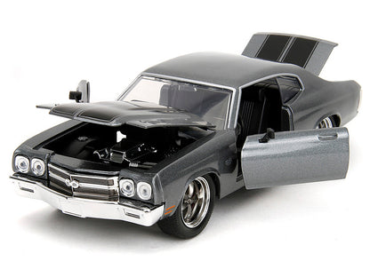 1970 Chevrolet Chevelle SS Gray Metallic with Black Stripes "Fast & Furious" (2009) Movie "Fast & Furious" Series 1/24 Diecast Model Car by Jada