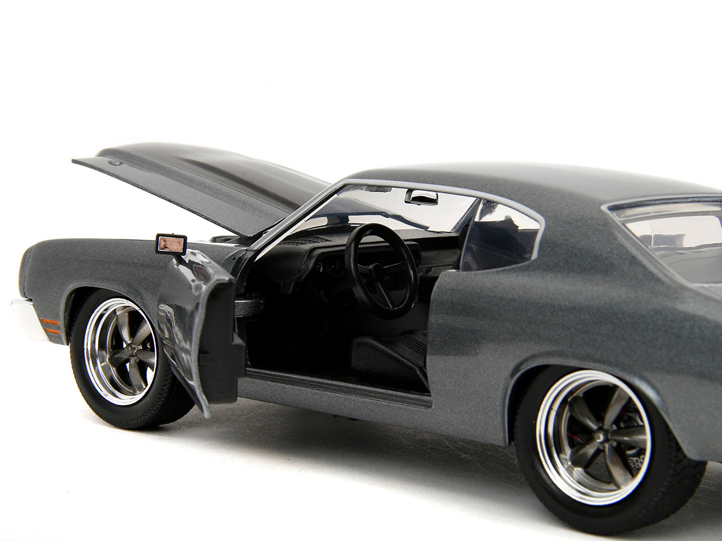 1970 Chevrolet Chevelle SS Gray Metallic with Black Stripes "Fast & Furious" (2009) Movie "Fast & Furious" Series 1/24 Diecast Model Car by Jada