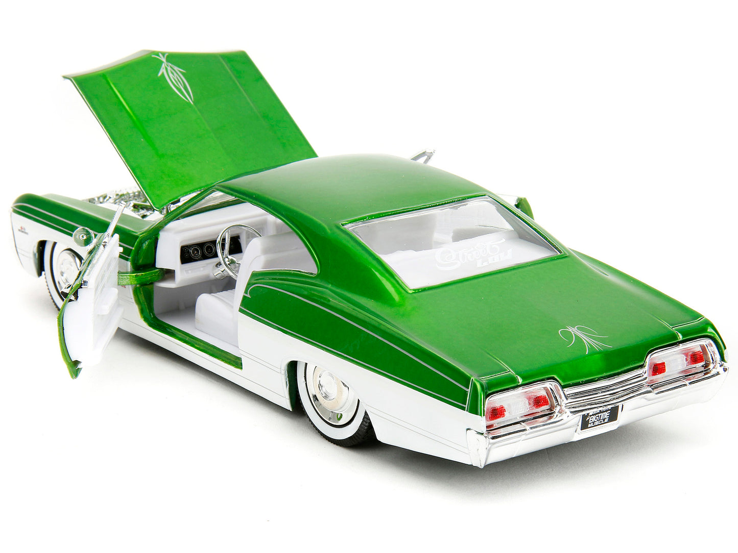 1967 Chevrolet Impala SS Green Metallic and White with White Interior "Bigtime Muscle" Series 1/24 Diecast Model Car by Jada