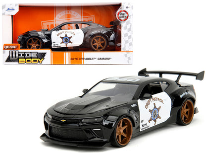 2016 Chevrolet Camaro Widebody Black and White "Drift Patrol" "Wide Body" Series 1/24 Diecast Model Car by Jada