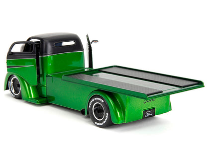 1947 Ford COE Flatbed Truck Green Metallic and Matt Black "Toyo Tires" with Extra Wheels "Just Trucks" Series 1/24 Diecast Model Car by Jada