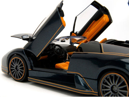 Lamborghini Murcielago Roadster Black Metallic with Orange Interior "Pink Slips" Series 1/24 Diecast Model Car by Jada