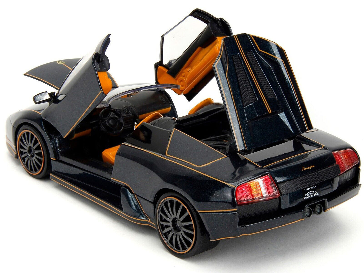 Lamborghini Murcielago Roadster Black Metallic with Orange Interior "Pink Slips" Series 1/24 Diecast Model Car by Jada