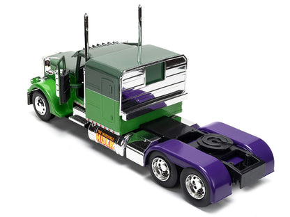 1992 Peterbilt 379 Truck Tractor Green Two-Tone and Purple "The Incredible Hulk" "Marvel Avengers" Series Diecast Model by Jada