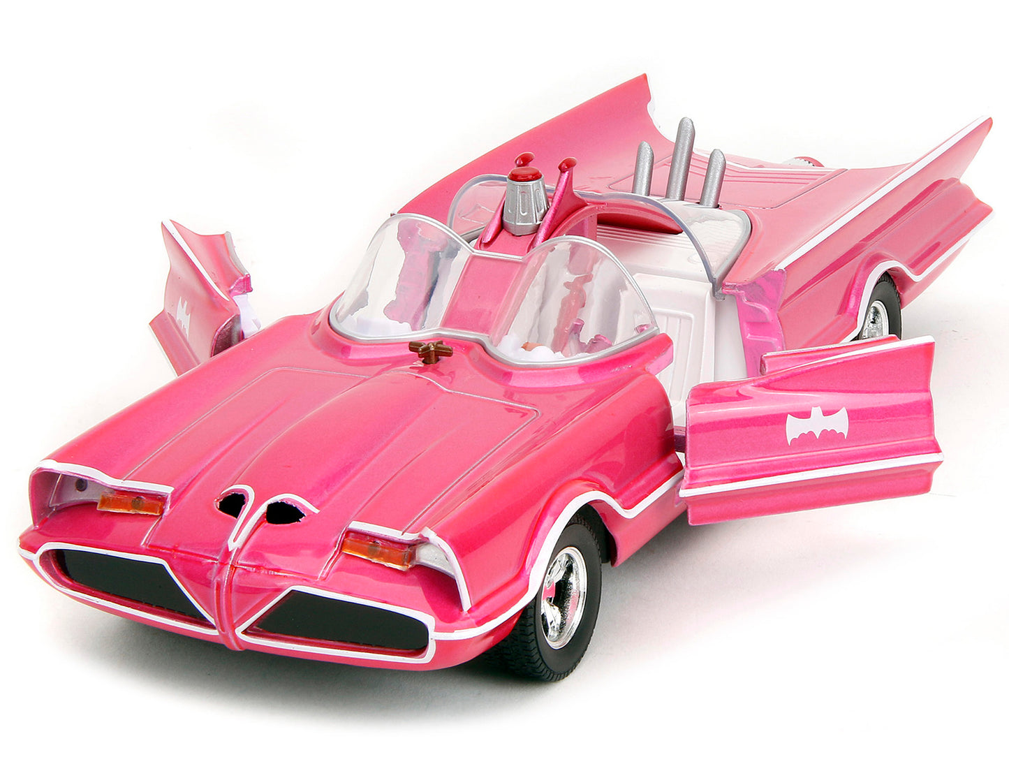 1966 Classic Batmobile Pink Metallic with White Interior Based on Model from "Batman" (1966-1968) TV Series "Pink Slips" Series 1/24 Diecast Model Car by Jada