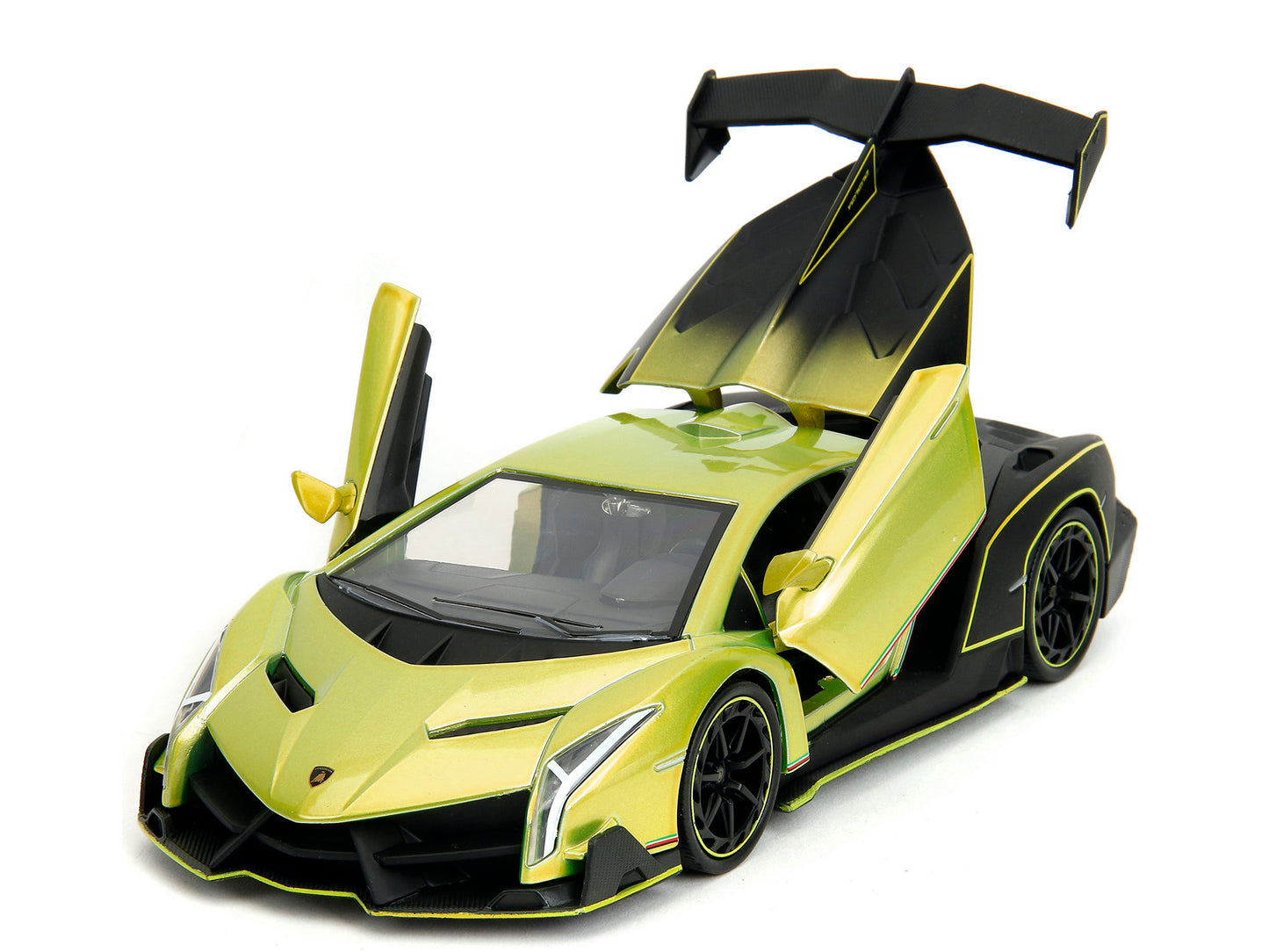 Lamborghini Veneno Lime Green Metallic and Matt Black "Pink Slips" Series 1/24 Diecast Model Car by Jada