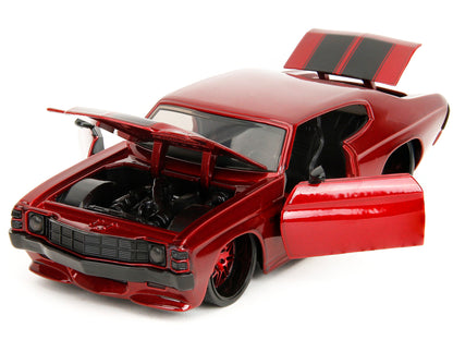 1971 Chevrolet Chevelle SS Red Metallic with Black Stripes "Pink Slips" Series 1/24 Diecast Model Car by Jada