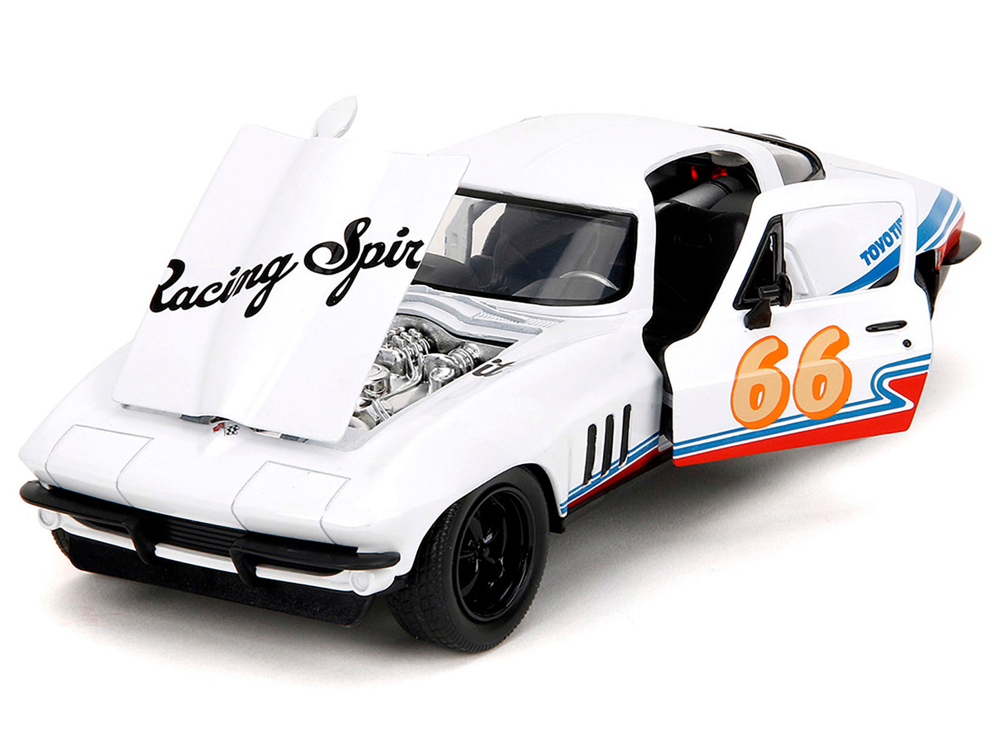 1966 Chevrolet Corvette #66 "Racing Spirit" White with Graphics "Bigtime Muscle" Series 1/24 Diecast Model Car by Jada