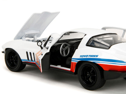 1966 Chevrolet Corvette #66 "Racing Spirit" White with Graphics "Bigtime Muscle" Series 1/24 Diecast Model Car by Jada