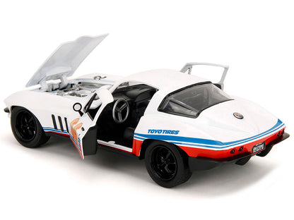 1966 Chevrolet Corvette #66 "Racing Spirit" White with Graphics "Bigtime Muscle" Series 1/24 Diecast Model Car by Jada