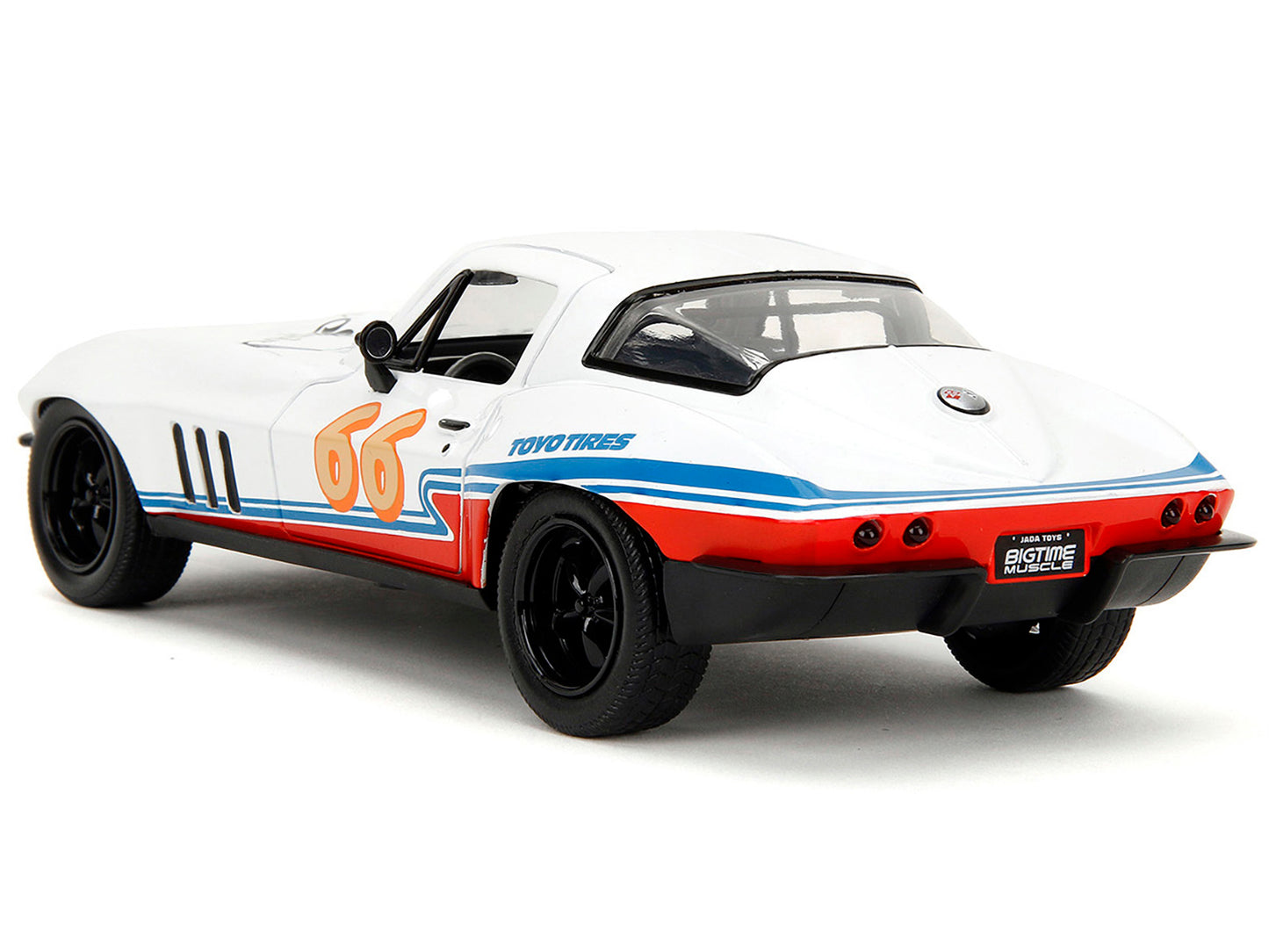 1966 Chevrolet Corvette #66 "Racing Spirit" White with Graphics "Bigtime Muscle" Series 1/24 Diecast Model Car by Jada