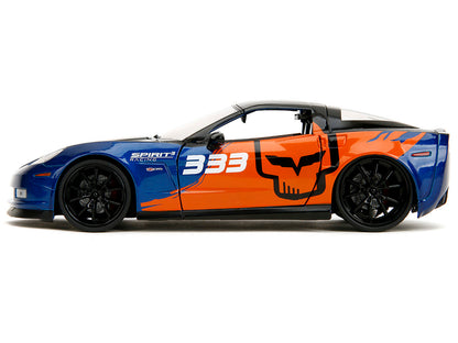 2006 Chevrolet Corvette Z06 #333 "Spirit Racing" Blue Metallic and Orange with Black Hood and Top "Bigtime Muscle" Series 1/24 Diecast Model Car by Jada