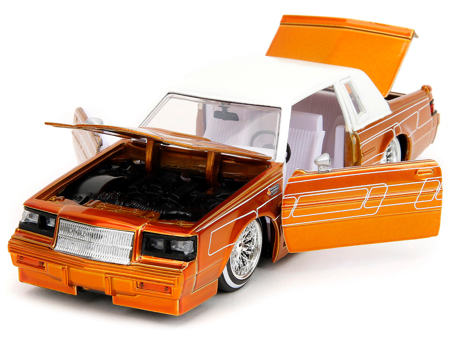 1987 Buick Grand National Orange Metallic with White Top and Interior "Bigtime Muscle" Series 1/24 Diecast Model Car by Jada