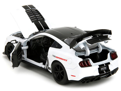 2020 Ford Mustang Shelby GT500 #65 White with Black Top and Stripes "Ford Performance" "Bigtime Muscle" Series 1/24 Diecast Model Car by Jada