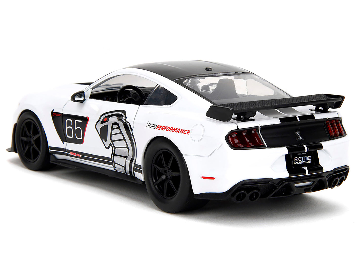 2020 Ford Mustang Shelby GT500 #65 White with Black Top and Stripes "Ford Performance" "Bigtime Muscle" Series 1/24 Diecast Model Car by Jada