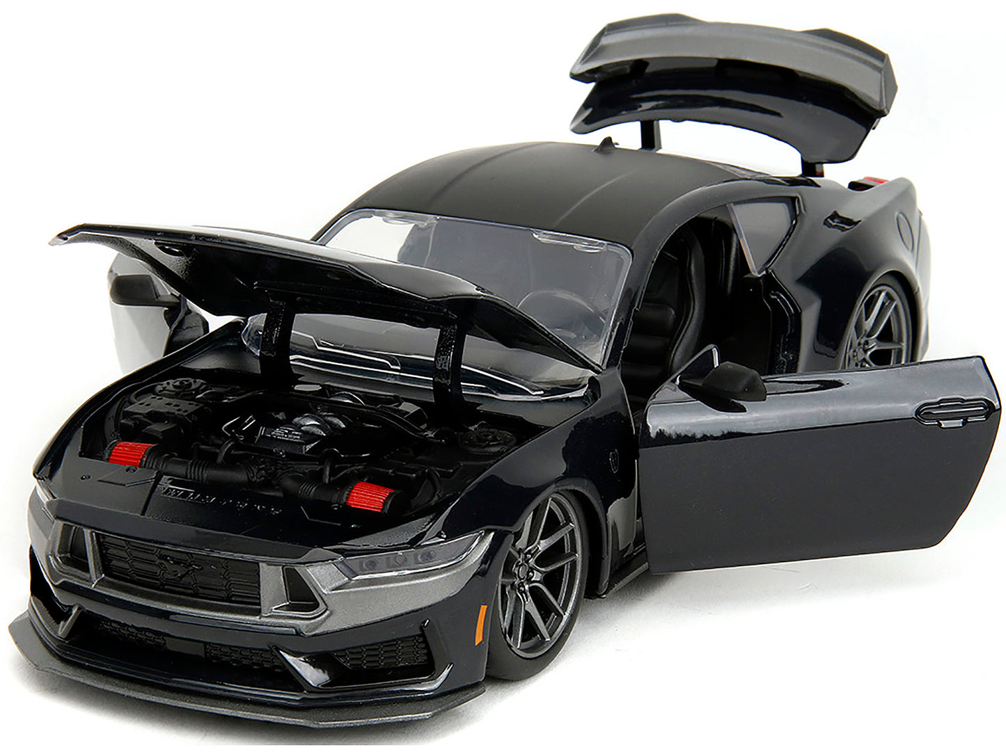 2024 Ford Mustang Dark House Black Metallic with Matt Black Hood and Top "Bigtime Muscle" Series 1/24 Diecast Model Car by Jada