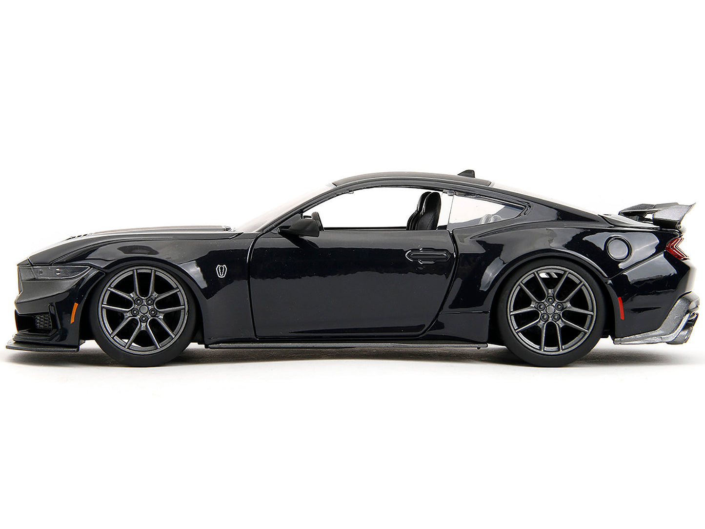 2024 Ford Mustang Dark House Black Metallic with Matt Black Hood and Top "Bigtime Muscle" Series 1/24 Diecast Model Car by Jada