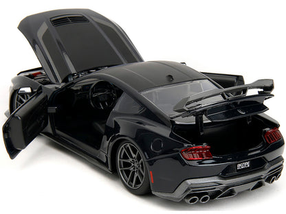 2024 Ford Mustang Dark House Black Metallic with Matt Black Hood and Top "Bigtime Muscle" Series 1/24 Diecast Model Car by Jada