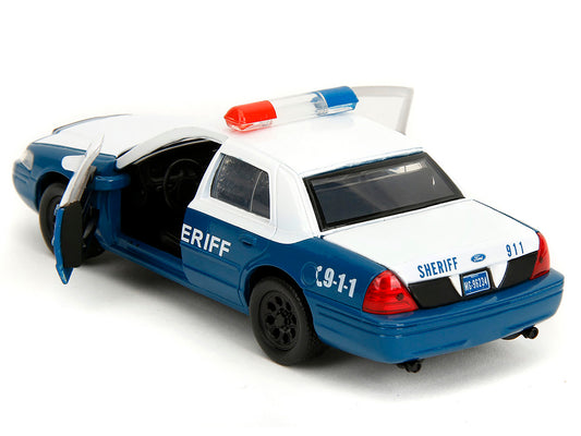 Rick Grimes' Ford Crown Victoria "Sheriff" Blue and White "The Walking Dead" (2010-2022) TV Series "Hollywood Rides" Series 1/32 Diecast Model Car by Jada