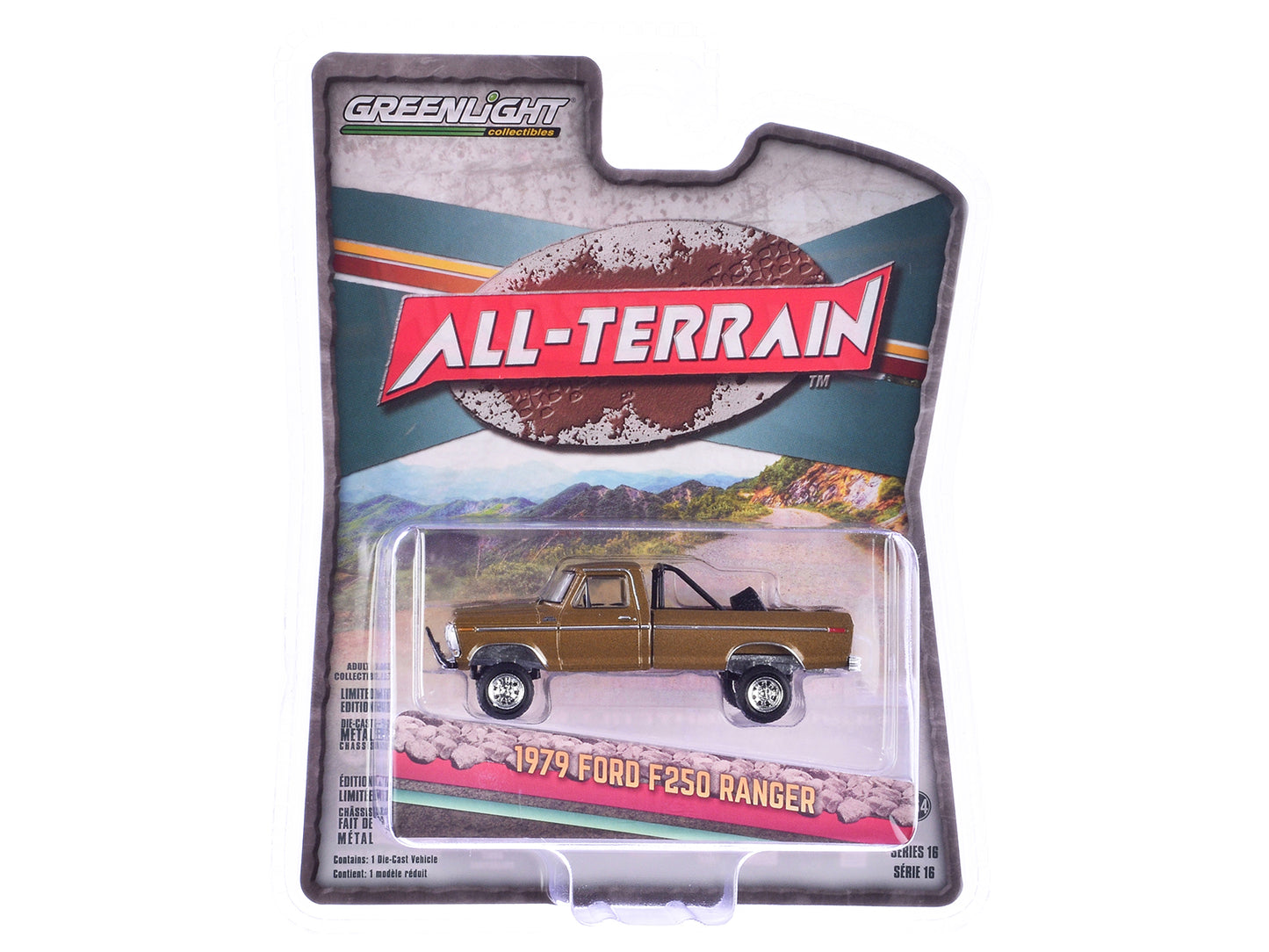 1979 Ford F250 Ranger Pickup Truck Gold Metallic "All Terrain" Series 16 1/64 Diecast Model Car by Greenlight