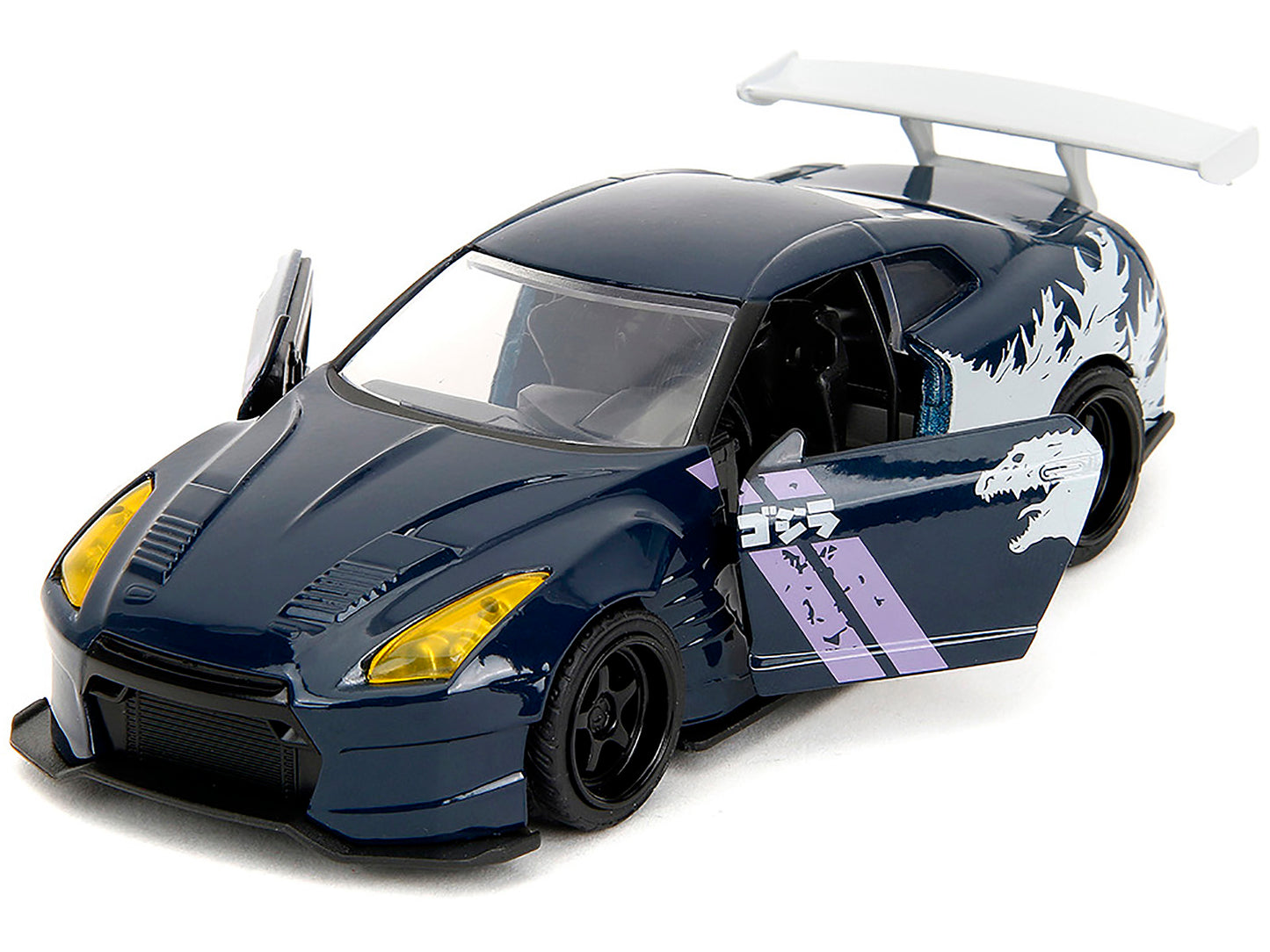 2009 Nissan GT-R (R35) Ben Sopra Dark Blue with Graphics "Godzilla" "Hollywood Rides" Series 1/32 Diecast Model Car by Jada